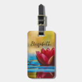 foto van een Lotus Flower in een Pond Bagagelabel (Voorkant verticaal)