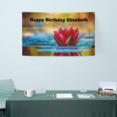  foto van een Lotus Flower in een Pond Birthday Spandoek (Beurs)
