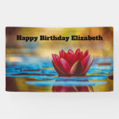 foto van een Lotus Flower in een Pond Birthday Spandoek (Horizontaal)