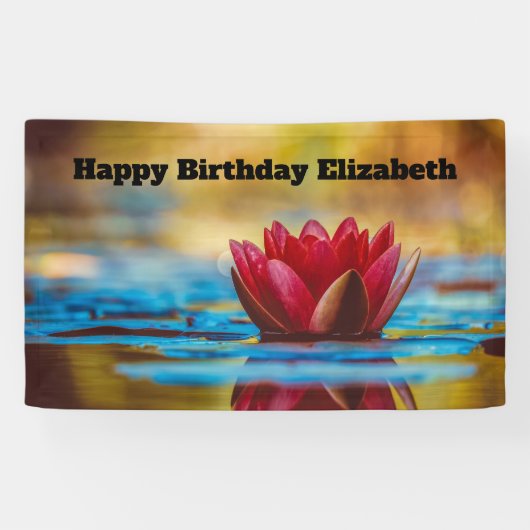 foto van een Lotus Flower in een Pond Birthday Spandoek (Horizontaal)
