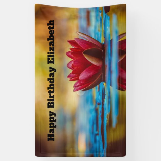  foto van een Lotus Flower in een Pond Birthday Spandoek (Verticaal)