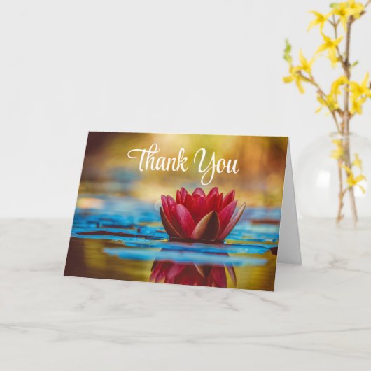  foto van een Lotus Flower in een Pond Dank u Kaart (Gele Bloem)