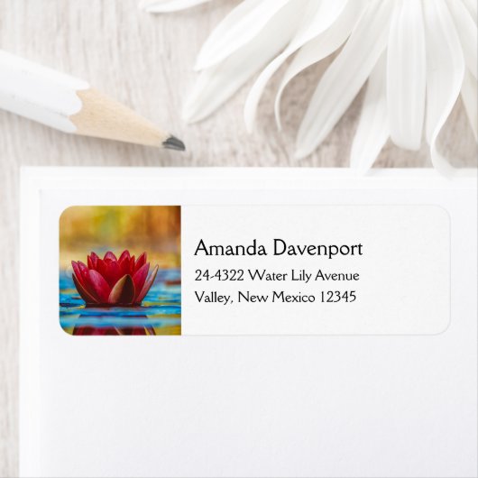  foto van een Lotus Flower in een Pond Etiket (Insitu)