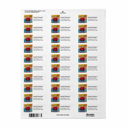  foto van een Lotus Flower in een Pond Etiket (Full Sheet)