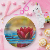  foto van een Lotus Flower in een Pond Papieren Bordje (Feest)
