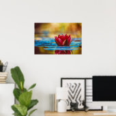  foto van een Lotus Flower in een Pond Poster (Thuiskantoor)