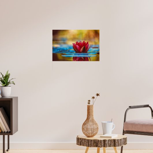  foto van een Lotus Flower in een Pond Poster (Woonkamer 3)