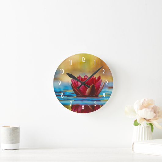  foto van een Lotus Flower in een Pond Ronde Klok (Huis)