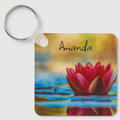 foto van een Lotus Flower in een Pond Sleutelhanger (Voorkant)