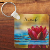 foto van een Lotus Flower in een Pond Sleutelhanger (Voorkant)