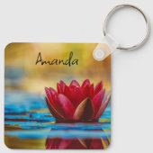 foto van een Lotus Flower in een Pond Sleutelhanger (Achterkant)
