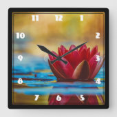 foto van een Lotus Flower in een Pond Vierkante Klok (Voorkant)