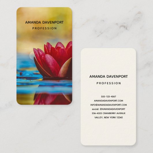  foto van een Lotus Flower in een Pond Visitekaartje (Voorkant / Achterkant)