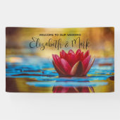  foto van een Lotus Flower in een Pond Wedding Spandoek (Horizontaal)