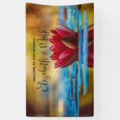  foto van een Lotus Flower in een Pond Wedding Spandoek (Verticaal)
