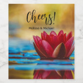 foto van een Lotus Flower in een Pond Wijn Etiket (Enkel label)