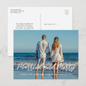 Foto van een modern echtpaar met een vrolijk huwel briefkaart (Voorkant / Achterkant)