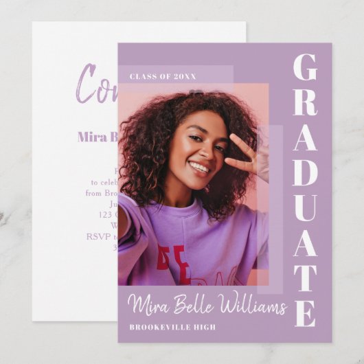 Foto van een modern eenvoudig Afstuderen met tiend Kaart (Voorkant / Achterkant)