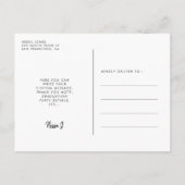 Foto van een moderne, minimalistische afstudeerpar briefkaart (Achterkant)