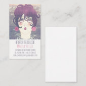 Foto van een mooi meisje met een koude, verticale  visitekaartje (Voorkant / Achterkant)