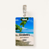 Foto van een mooie Sunny Tropical Beach Guest Badge (Achterkant met clip)