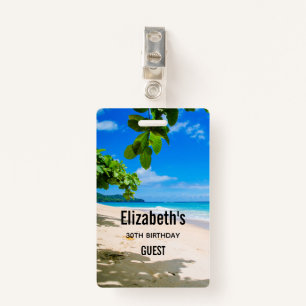 Foto van een mooie Sunny Tropical Beach Guest Badge