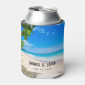 Foto van een mooie zonnige tropische strand bruilo blikjeskoeler (Blikje Voorkant)