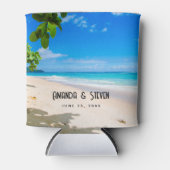 Foto van een mooie zonnige tropische strand bruilo blikjeskoeler (Voorkant)