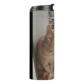 Foto van een oranje kat thermosbeker (Gedraaid links)