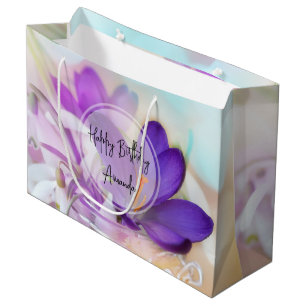 Foto van een  Paarse Lente Crocus Birthday Groot Cadeauzakje