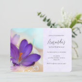 Foto van een  Paarse Lente Crocus Birthday Kaart (Staand voorkant)