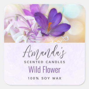 Foto van een Paarse Lente Crocus Candle Biz Vierkante Sticker