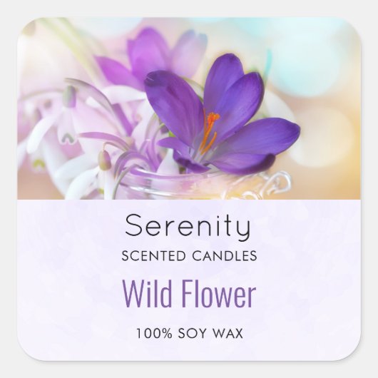 Foto van een Paarse Lente Crocus Candle Biz Vierkante Sticker (Voorkant)