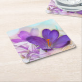 Foto van een  Paarse Lente Crocus Kartonnen Onderzetters (Schuin)