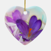 Foto van een  Paarse Lente Crocus Keramisch Ornament (Achterkant)