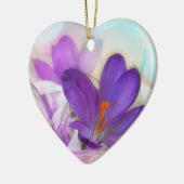 Foto van een  Paarse Lente Crocus Keramisch Ornament (Links)