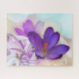 Foto van een Paarse Lente Crocus Legpuzzel