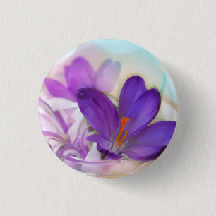 Foto van een  Paarse Lente Crocus Ronde Button 3,2 Cm