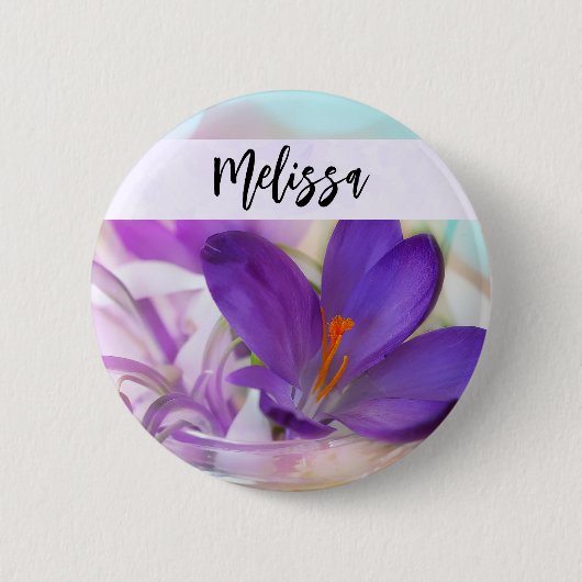 Foto van een  Paarse Lente Crocus Ronde Button 5,7 Cm (Voorkant)