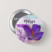 Foto van een  Paarse Lente Crocus Ronde Button 5,7 Cm (Voorkant /achterkant)