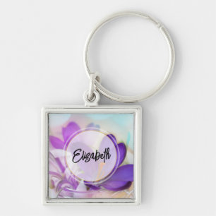 Foto van een  Paarse Lente Crocus Sleutelhanger