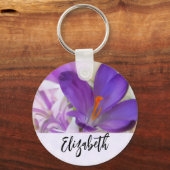 Foto van een  Paarse Lente Crocus Sleutelhanger (Voorkant)