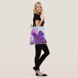 Foto van een  Paarse Lente Crocus Tote Bag