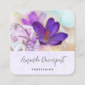 Foto van een  Paarse Lente Crocus Vierkante Visitekaartje (Voorkant)