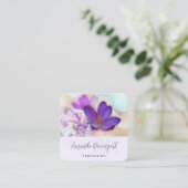 Foto van een  Paarse Lente Crocus Vierkante Visitekaartje (Staand voorkant)