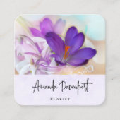 Foto van een  Paarse Lente Crocus Vierkante Visitekaartje (Voorkant)