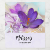 Foto van een  Paarse Lente Crocus Wijn Etiket (Enkel label)