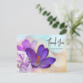 Foto van een  Paarse Lente Krocus Dank je wel Briefkaart (Staand voorkant)