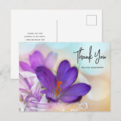 Foto van een  Paarse Lente Krocus Dank je wel Briefkaart (Voorkant / Achterkant)