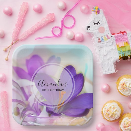 Foto van een  Paarse Spring Crocus Event Papieren Bordje (Feest)